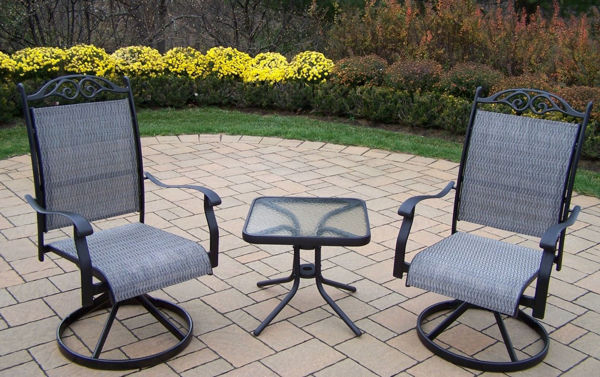 Picture of Cascade Aluminum Framed 3 Pc. Chat set with 2 Swivel Rockers and a Side Table - Black